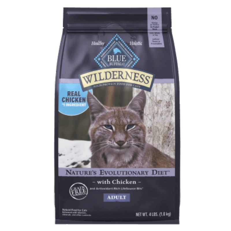 Blue Buffalo Wilderness Chicken Recipe Grain-Free Adult Dry Cat Food by Blue Buffalo — dry kibble food for cats