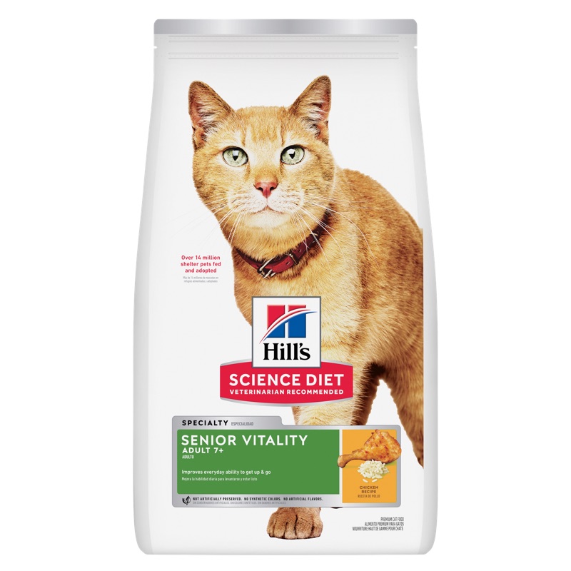Hill's Science Diet Adult 7+ Senior Vitality Chicken Recipe Dry Cat Food by Hill's Pet Nutrition — dry kibble food for cats